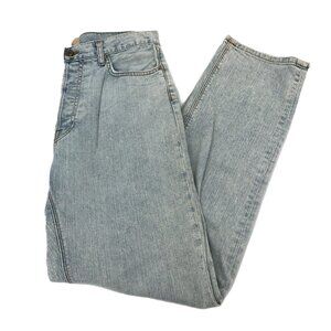 White & Blue High Rise Straight Leg Jeans | Made in USA